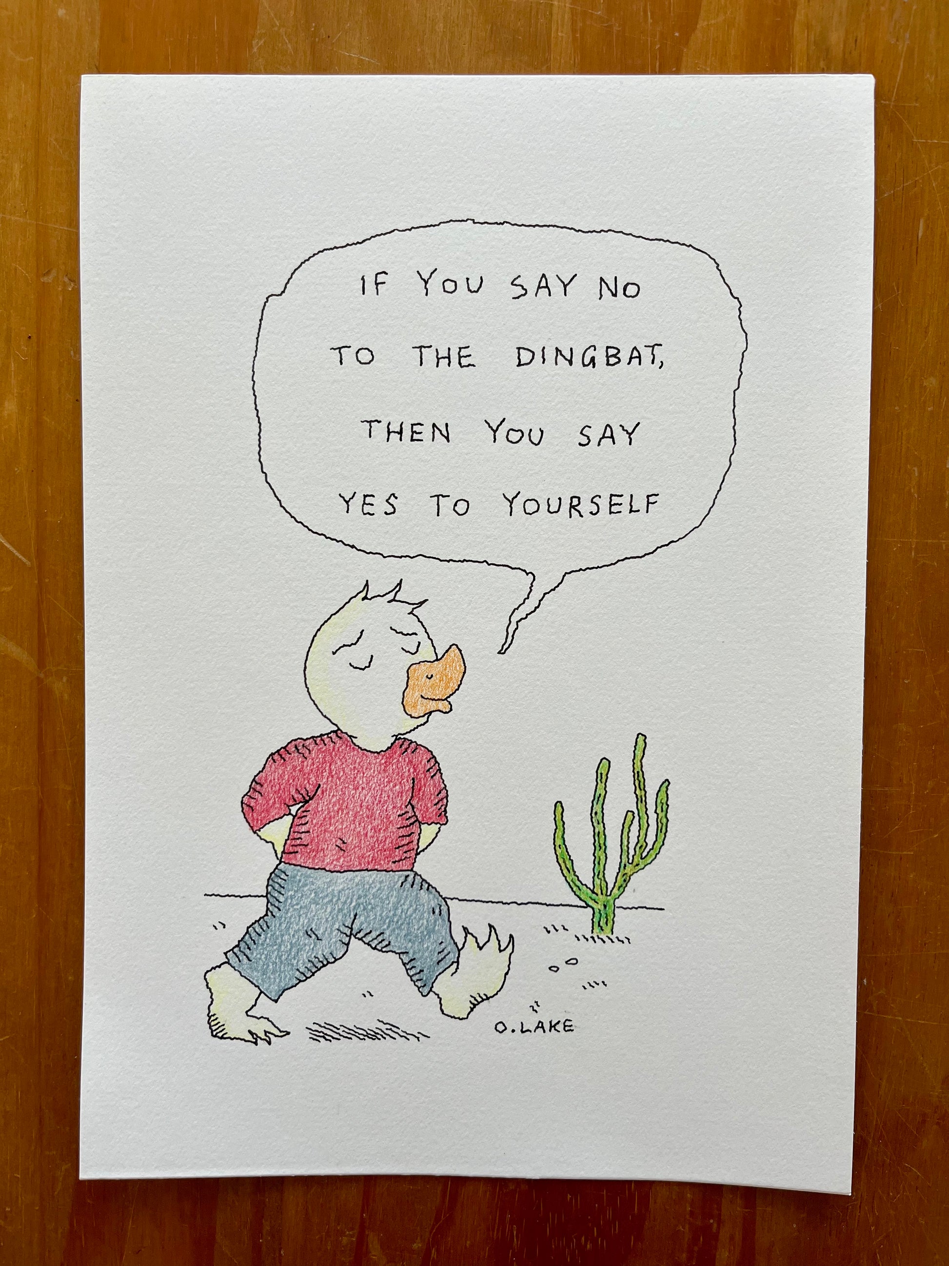 Just Say No - original drawing - colour version - 1/50