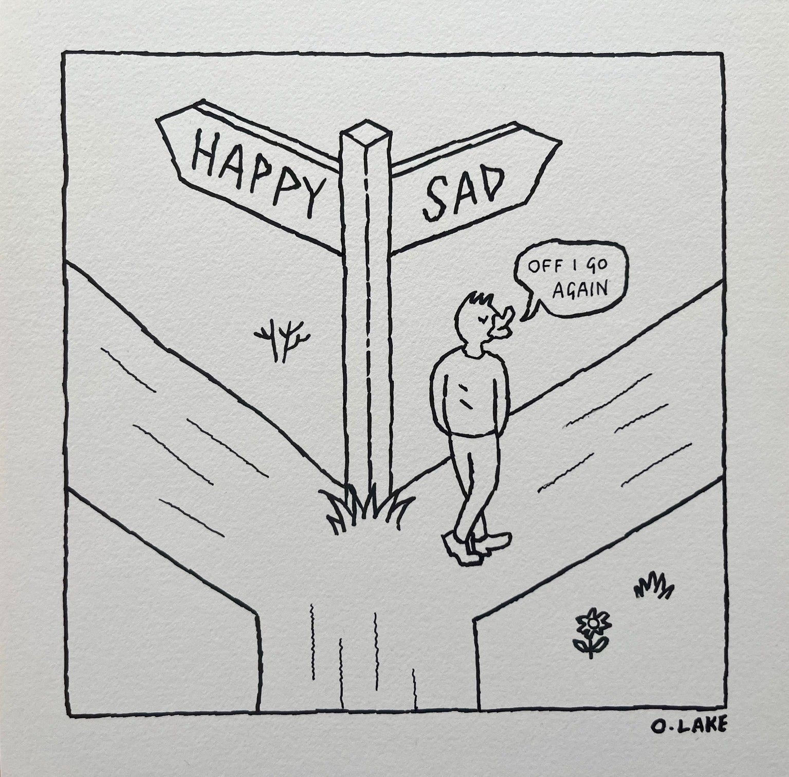 Going The Wrong Way - original drawing